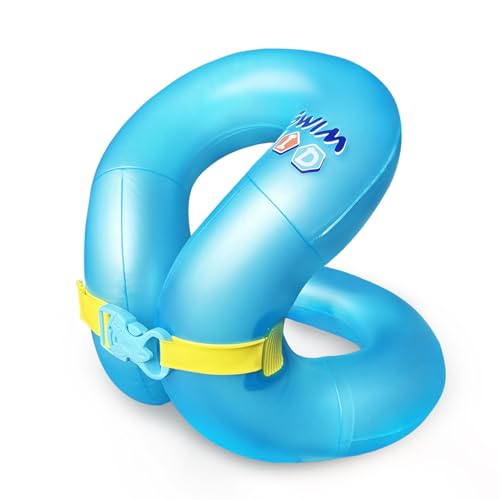 ENOMIN Floaties Swim Vest for Child, Portable Inflatable Pool Floats Swimming Ring with Adjustable Safety Buckle, Safety Swim Arm Bands with Double Surround Air Bag, for Kids 30-90 lbs, Blue tube