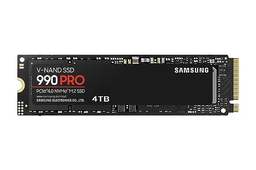 SAMSUNG 990 PRO SSD 4TB PCIe 4.0 M.2 2280 Internal Solid State Hard Drive, Seq. Read Speeds Up to 7,450 MB/s for High End Computing, Gaming, and Heavy Duty Workstations, MZ-V9P4T0B/AM