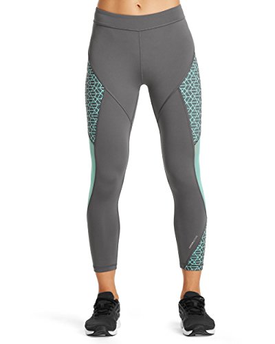 MISSION Women's VaporActive Radiate Cropped Yoga Leggings, Iron Gate/Pool Blue Geo, Medium