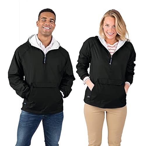 Charles River Apparel Wind & Water-Resistant Pullover Rain Jacket (Reg/Ext Sizes), Black, XL