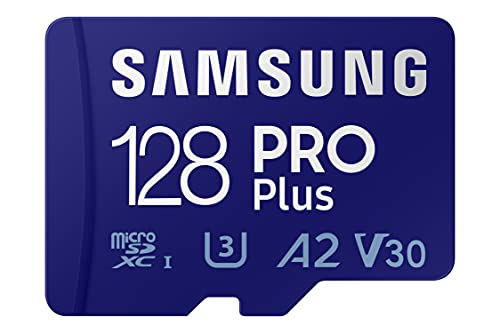 SAMSUNG PRO Plus + Adapter 128GB microSDXC Up to 160MB/s UHS-I, U3, A2, V30, Full HD & 4K UHD Memory Card for Android Smartphones, Tablets, Go Pro and DJI Drone (MB-MD128KA/AM)