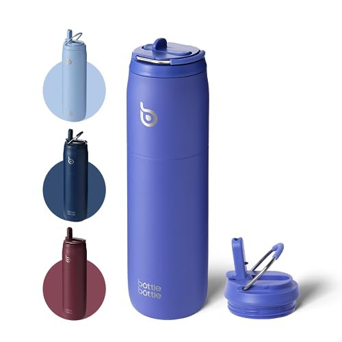 BOTTLE BOTTLE Stainless Steel Water Bottle with Straw and Lid,32 oz Vacuum Insulated Water Bottle,Stay Cold for 24 Hrs, Hot for 12 Hrs, Leak-Proof Wide Mouth Water Bottles for Men,violet blue