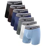 BAMBOO COOL Men’s Underwear Boxer Briefs 7-Pack Breathable and Soft with Fly Underwear for Men