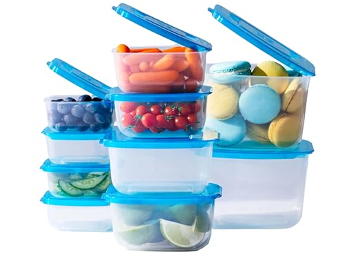 Premium Attached Food Storage Containers, Permanently Attached Plastic Lid, Never Lose & Space Saving Organization (10 Pack)