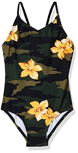 Kanu Surf Girls' Daisy Beach Sport 1-Piece Swimsuit, Rylie Army Green, 12