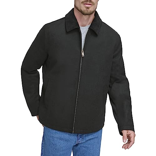 Dockers Men's Wool Blend Zip Up Jacket with Quilted, Black (Without Bib)