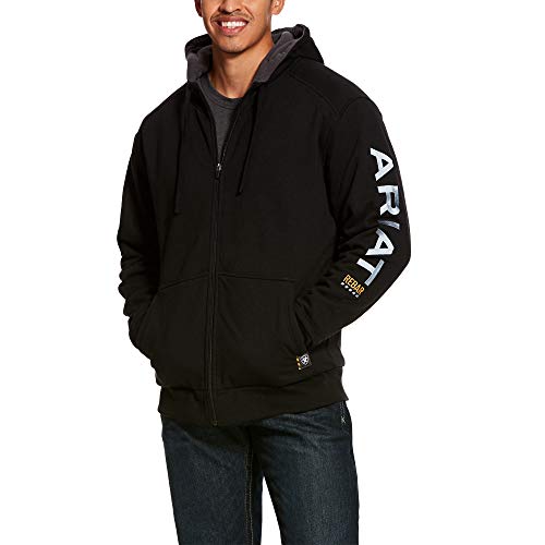 ARIAT Rebar All-Weather Full Zip Hoodie, Black, Large