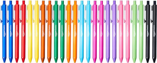 Amazon Basics Retractable Ballpoint Pen - Assorted Colors - 24-Pack