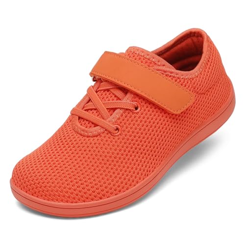 TIKVAW Boys Tennis Shoes Barefoot Shoes Girls Dress up Lightweight Wide Toe Box Sneakers Orange 11.5 Little Kid