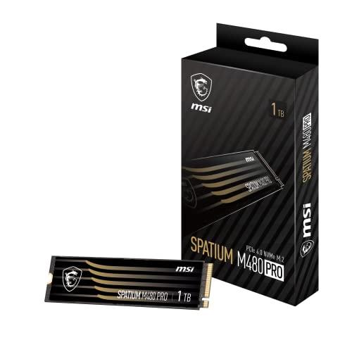 MSI Gaming SPATIUM M480 PRO PCIe 4.0 NVMe M.2 1TB Internal SSD (PCIe Gen4, NVMe 1.4, M.2 2280, Read 7400 MB/S, Write 6000 MB/S, 1TB)