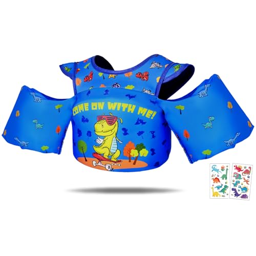 Toddler Swim Vest for 22-66 Pounds Infant Swim Vest Boys and Girls, Toddler with Shoulder Harness Arm for Kids 2-7 Years Old Dinosaur Swim Vest for Toddlers Swimming Pool Sea Boat Beach