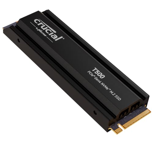 Crucial T500 2TB Gen4 NVMe M.2 Internal Gaming SSD with Heatsink, Up to 7400MB/s, PlayStation 5 Compatible + 1mo Adobe CC All Apps- CT2000T500SSD5