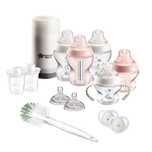 Tommee Tippee Closer to Nature Baby Bottle Newborn Feeding Gift Set, Slow Flow Breast-Like Nipples with Anti-Colic Valve