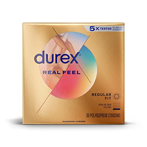 Durex Condoms for Sex, Non Latex Avanti Bare Real Feel Lubricated, Regular Fit for Men with Natural on Skin Feeling, FSA and HSA Eligible (Packaging may Vary),36 Count