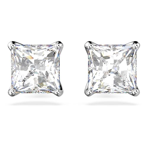 Swarovski Attract Square Stud Pierced Earrings with Clear Crystals on a Rhodium Plated Setting with Butterfly Back Closure