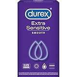 Durex Extra Sensitive Smooth Thin Condoms with Extra Smooth Lubrication for Enhanced Sensation, Natural Latex Condoms, 12 Count (Pack of 6)