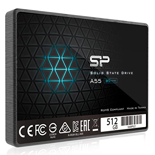 SP 512GB SSD 3D NAND A55 SLC Cache Performance Boost SATA III 2.5' 7mm (0.28') Internal Solid State Drive (SP512GBSS3A55S25)