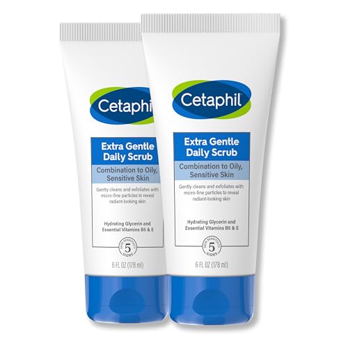 Cetaphil Exfoliating Face Wash, Extra Gentle Daily Face Scrub, Gently Exfoliates & Cleanses, For All Skin Types, Non-Irritating & Hypoallergenic, Suitable For Sensitive Skin, 6 Fl Oz, Pack of 2