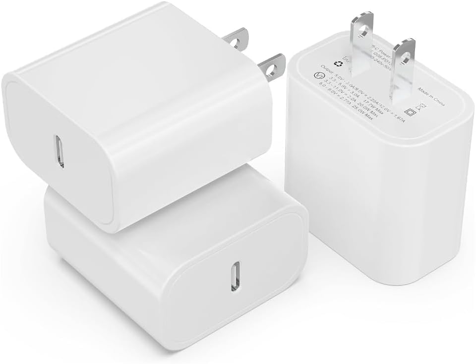 3-Pack USB C Wall Charger Block for Tablet, Compatible with Phone