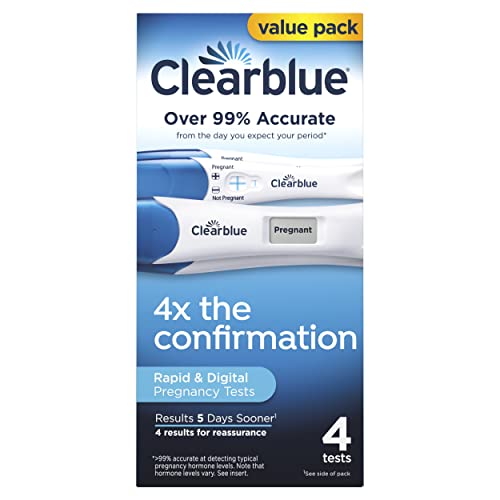 Clearblue Pregnancy Test Combo Pack, 4ct - Digital with Smart Countdown & Rapid Detection - Value Pack