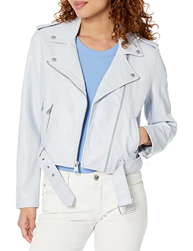 Levi's Women's The Belted Faux Leather Moto Jacket (Regular & Plus Size), Ice Blue, X-Large