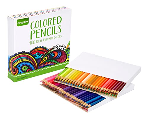 Crayola Adult Colored Pencil Set (100ct), Premium Coloring Pencils For Adult Coloring Books, Holiday Gifts for Teens & Adults, 12+