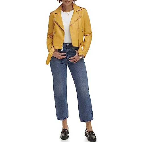 Levi's Women's The Belted Faux Leather Moto Jacket (Regular & Plus Size), Gold, Medium