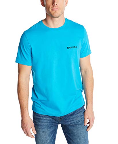 NAUTICA Men's Short Sleeve Solid Crew Neck T-shirt Polo Shirt, Hawaiian Ocean, Large US