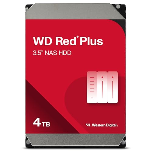 Western Digital 4TB WD Red Plus NAS Internal Hard Drive HDD - 5400 RPM, SATA 6 Gb/s, CMR, 128 MB Cache, 3.5' -WD40EFZX