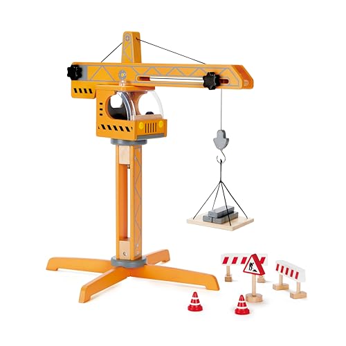 Award Winning Hape Playscapes Crane Lift Playset Yellow, L: 17.8, W: 16.5, H: 21.2 inch,unisex-children