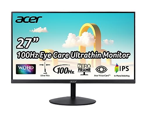 Acer SB272U Ebiip 27' WQHD 2560x1440 IPS Zero-Frame Gaming Office Monitor | AMD FreeSync Technology | Ultrathin Stylish Design | 100Hz | 1ms VRB | Low Blue Light | Display Port & 2 x HDMI 2.0 Ports