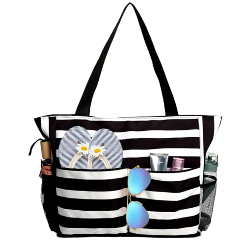 TAHAVICE Beach Bags for Women, Large Beach Tote Bags Waterproof Beach Bag with Zipper, Swim Pool Bag for Travel Vacation