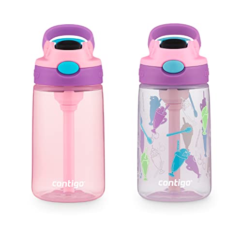 Contigo Kids Cleanable AUTOSPOUT Water Bottle, 14oz., 2 Pack, Strawberry Ice Cream