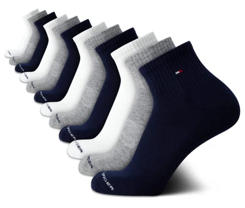 Tommy Hilfiger Men's Quarter Socks - 12 Pack Arch Support Cushion Comfort Socks - Athletic Ankle Socks for Men (7-12), Size 7-12, Size 7-12, Navy Multi