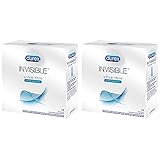 Condoms, Ultra Thin Lubricated Natural Latex, Durex Invisible Condoms, 16 Count, Durex's Thinnest Condom for men HSA Eligible (Pack of 2)