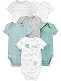 Simple Joys by Carter's Unisex Babies' Short-Sleeve Bodysuit, Pack of 6, Animal/Stripe/Geo Tile, 12 Months