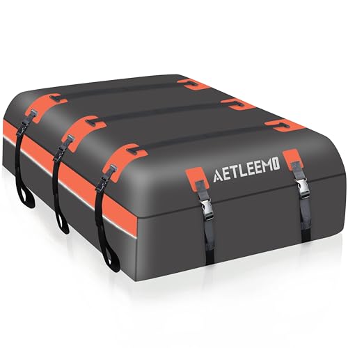 AETLEEMO Rooftop Cargo Carrier Bag, 21 Cubic Feet 100% Waterproof 840D Car Roof Luggage Bag for All Vehicle with/Without Rack, Includes Anti-Slip Mat, 10 Reinforced Straps, 6 Door Hooks, Luggage Lock