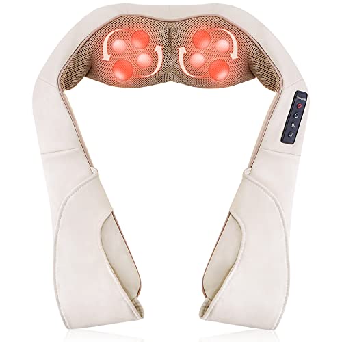 TRIDUCNA Shiatsu Neck Shoulder Back Massager with Heat - Electric Deep Tissue 3D Kneading Massage Pillow for Lower Back, Calf, Legs, Full Body Muscle Relaxation, Home, Office, and Car Use