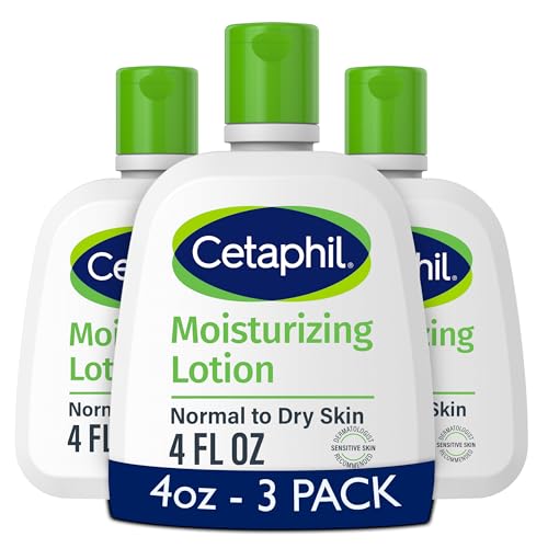 Cetaphil Face & Body Moisturizer, Hydrating Moisturizing Lotion for All Skin Types, Suitable for Sensitive Skin, NEW 4 oz Pack of 3, Fragrance Free, Hypoallergenic, Non-Comedogenic