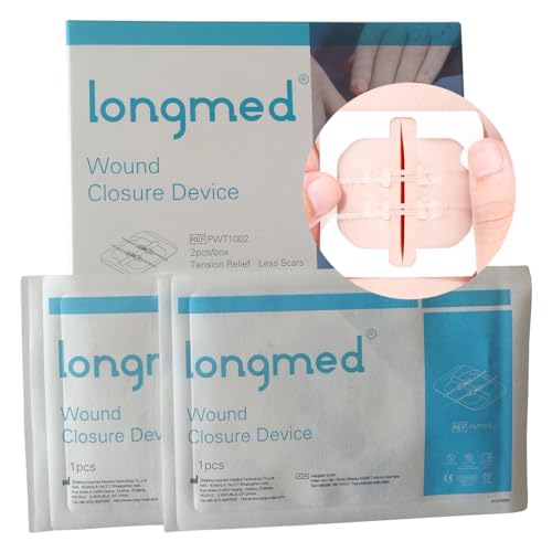 Longmed Emergency Wound Closures Zipper Painless Zip Sutures Laceration Repair Without Stitches Adhesive Bandages for Wound Care & First Aid