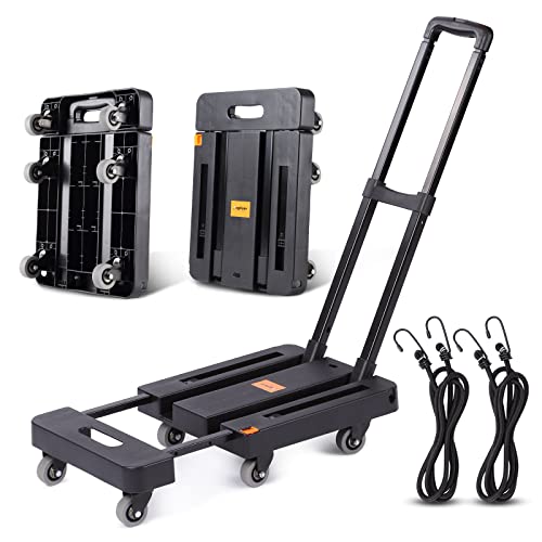 Jogtlyer Folding Hand Truck Lightweight,Foldable Dolly Cart for Moving with 6 Rotate Wheels,300 lbs Heavy Duty Luggage cart,Portable Platform Cart for Travel Shopping Airport Office Use