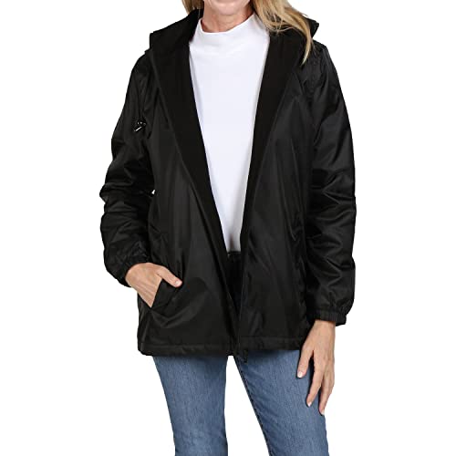 totes Womens Rain Jacket with Hood Rain Coat for Women Waterproof Womens Coats, Black, Large