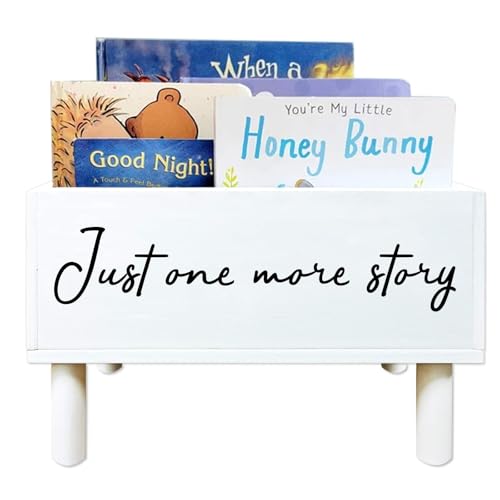 Just One More Story Bookshelf for Toddlers,Wooden Book Storage Box Caddy Basket Organizer with Legs,Floor Book Display,Kids Book Rack Bin Bookcase for Nursery Classroom Library