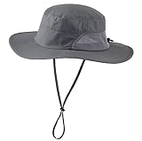 Connectyle Men's UPF 50+ Sun Protection Safari Hat Breathable Wide Brim Bucket Fishing Hat Dark Grey