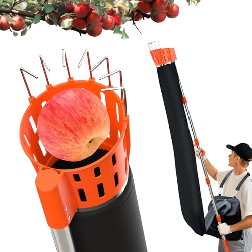 RIFPOD Fruit Picker Pole with Harvest Bag - Up to 13FT Adjustable Length Fruit Picker Basket, Integrated Picking and Harvest System, Perfect for Apples, Mangoes, Oranges and Pears