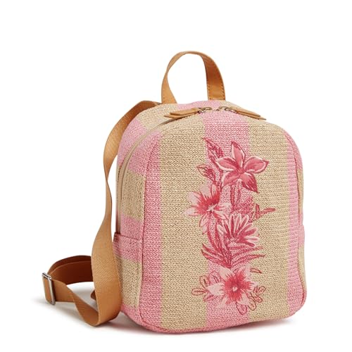 Vera Bradley Mini Backpack, Candy Pink Stripe Straw