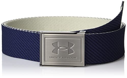 Under Armour Boys' Webbing Belt, (410) Midnight Navy/Khaki Base/Silver, One Size Fits Most