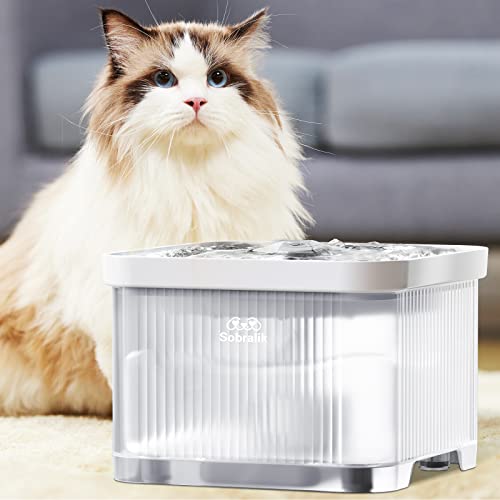 Cat Water Fountain with Wireless Pump, 3.2L/105oz Pet Water Fountain for Cats and Dogs Inside,Ultra Quiet Cat Drinking Fountain