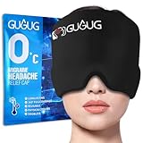 GUGUG 0° Migraine Relief Cap, Headache Cap Migraine Ice Hat, Migraine Ice Head Wrap Cold Gel Ice Pack Mask for Puffy Eyes, Tension, Sinus, and Stress Relief - Black