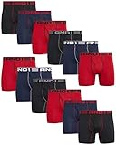 AND1 Men's Underwear Boxer Briefs - 12 Pack Performance Stretch Compression Boxers for Men with Functional Fly Pouch (S-3XL), Size Large, Black/Navy Blue/Red